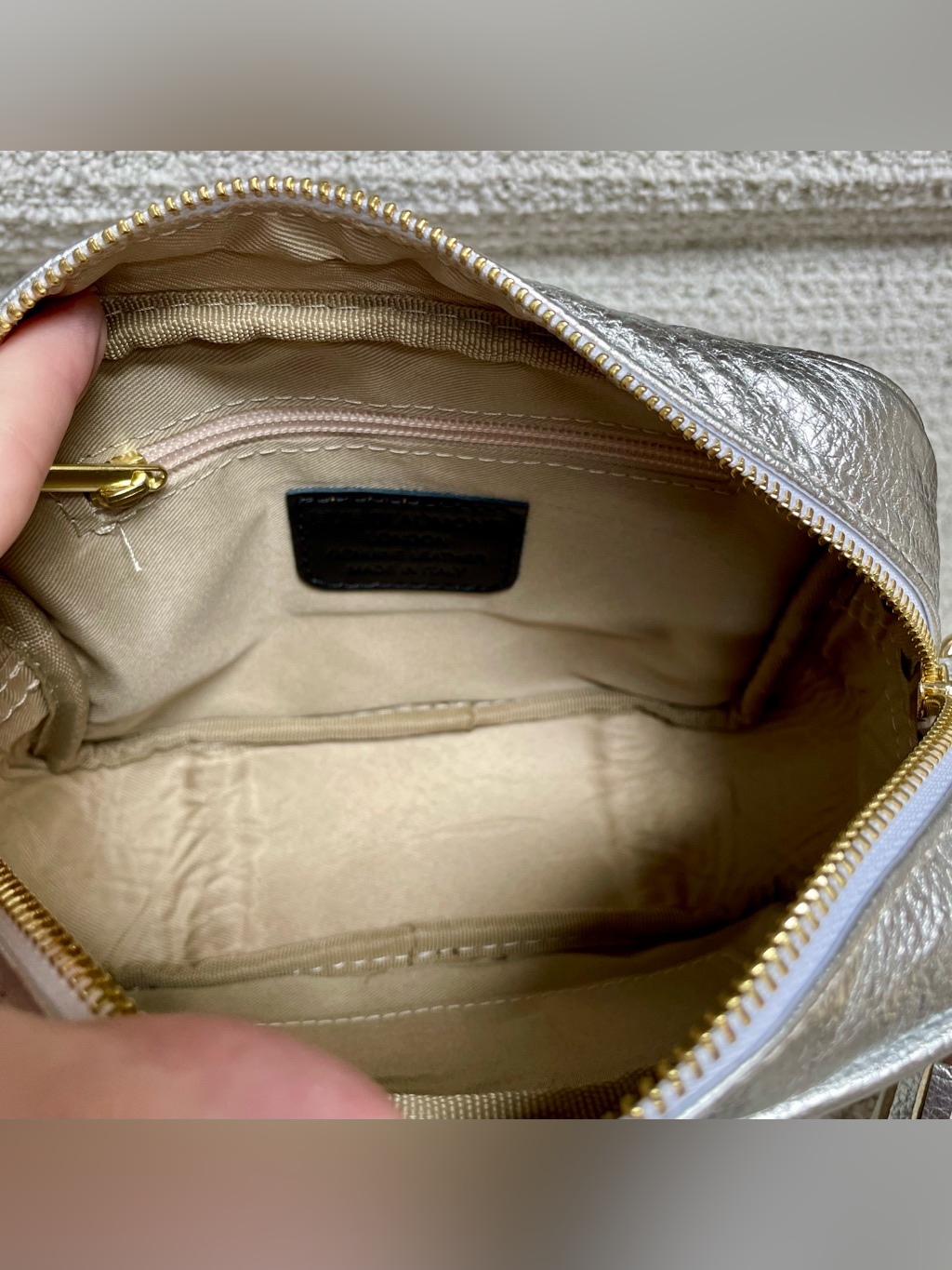 Nwt Elie Beaumont London Silver Leather Metallic Crossbody 3 Straps Tassel Bag — image 8 of 8
